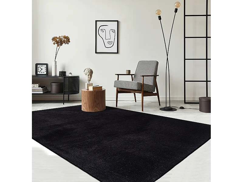 Tapis uni antidérapant lavable Noir - 240 x 340 cm - RELAX