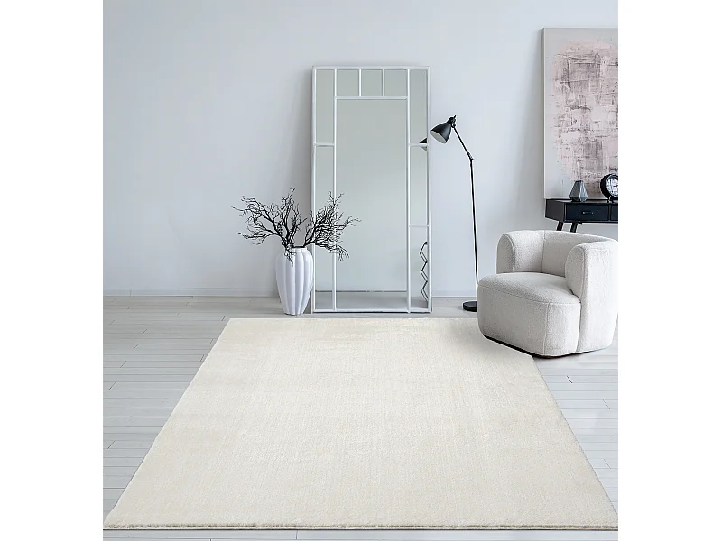 Tapis uni antidérapant lavable Crème - 80 x 300 cm - RELAX
