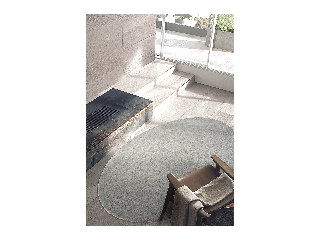 Alfombra pelo corto lavable antideslizante - Gris - 140 x 200 oval cm - RELAX