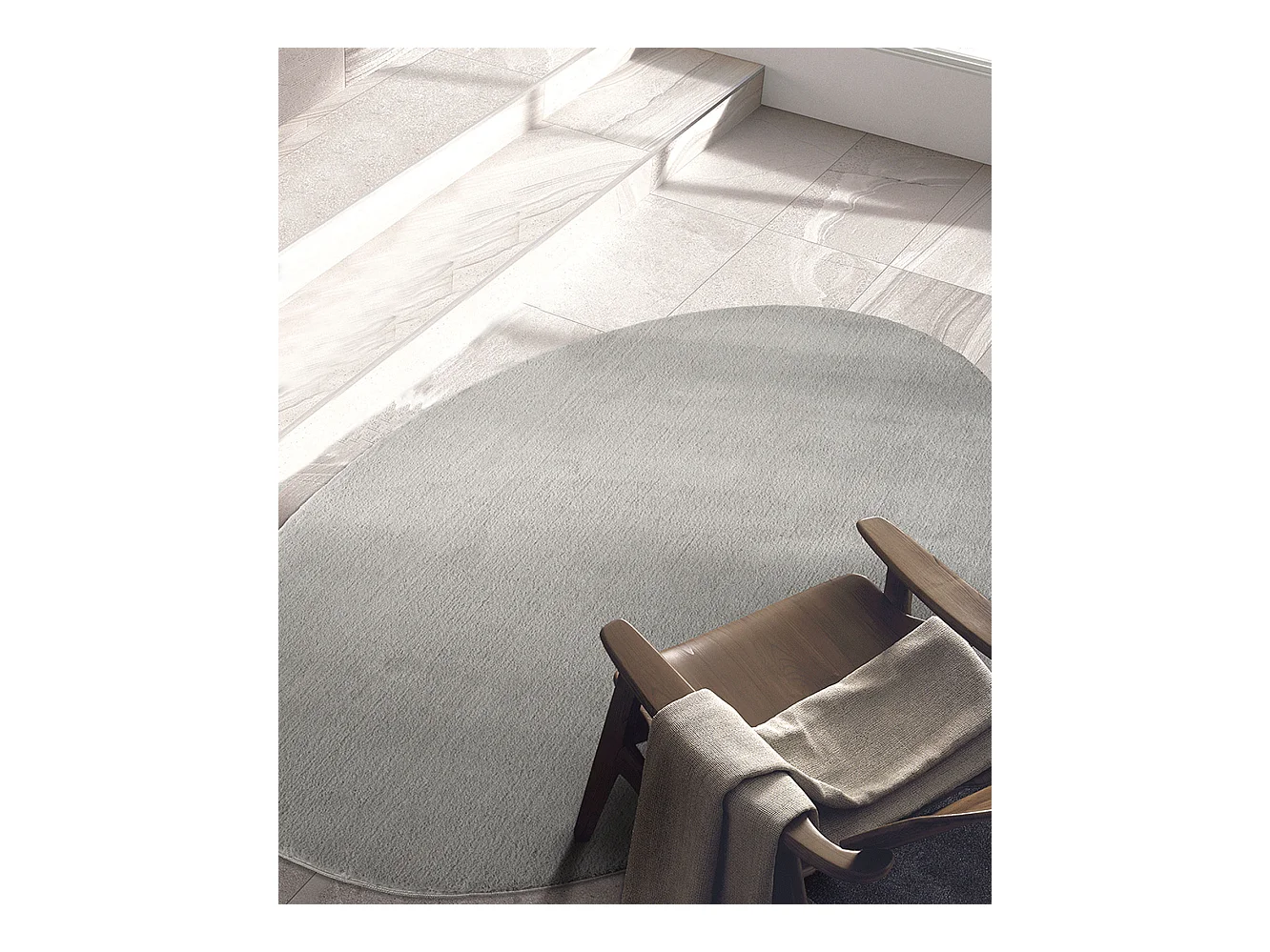 Alfombra pelo corto lavable antideslizante - Gris - 140 x 200 oval cm - RELAX