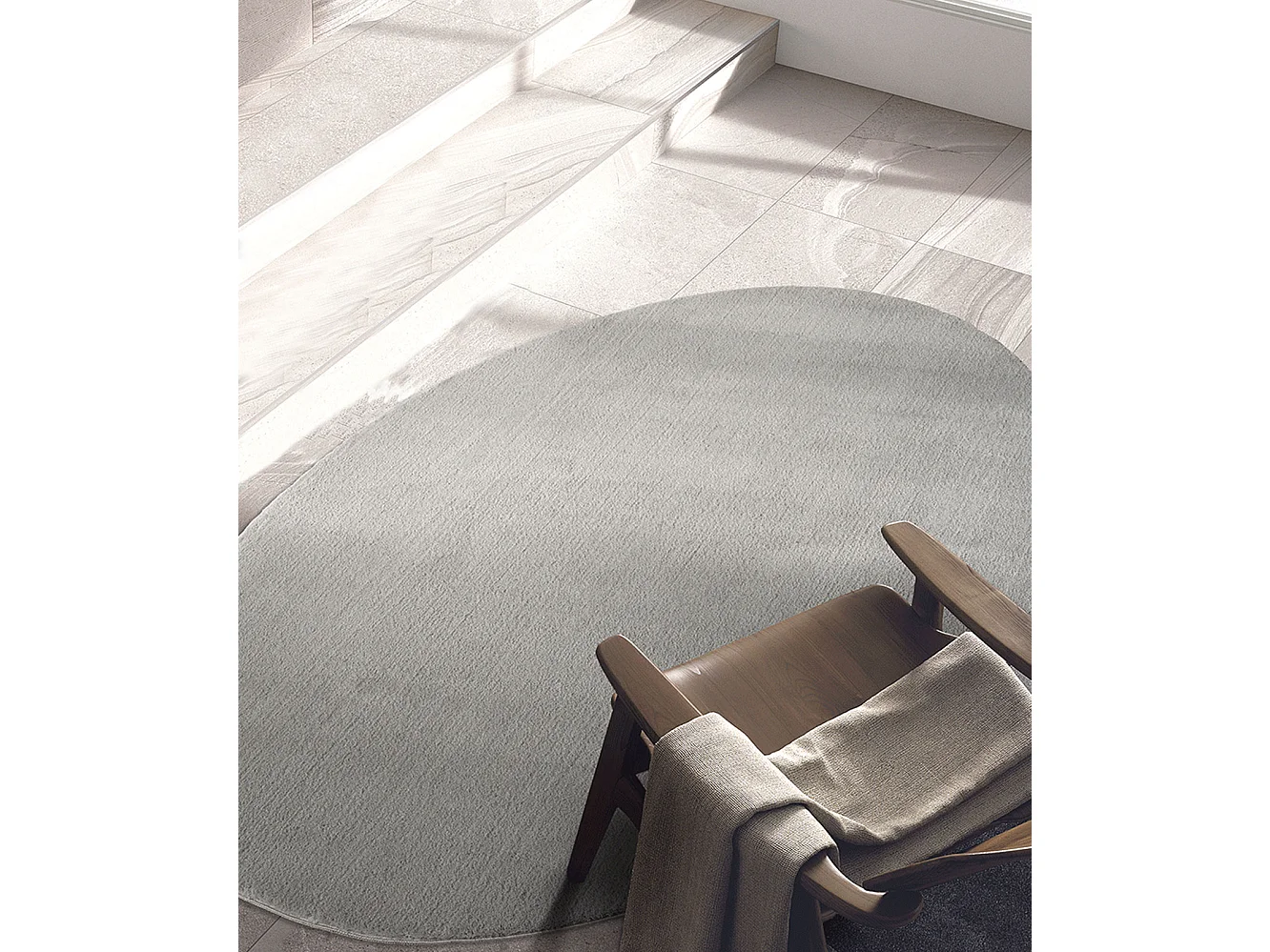 Tapis uni antidérapant lavable Gris - 140 x 200 oval cm - RELAX