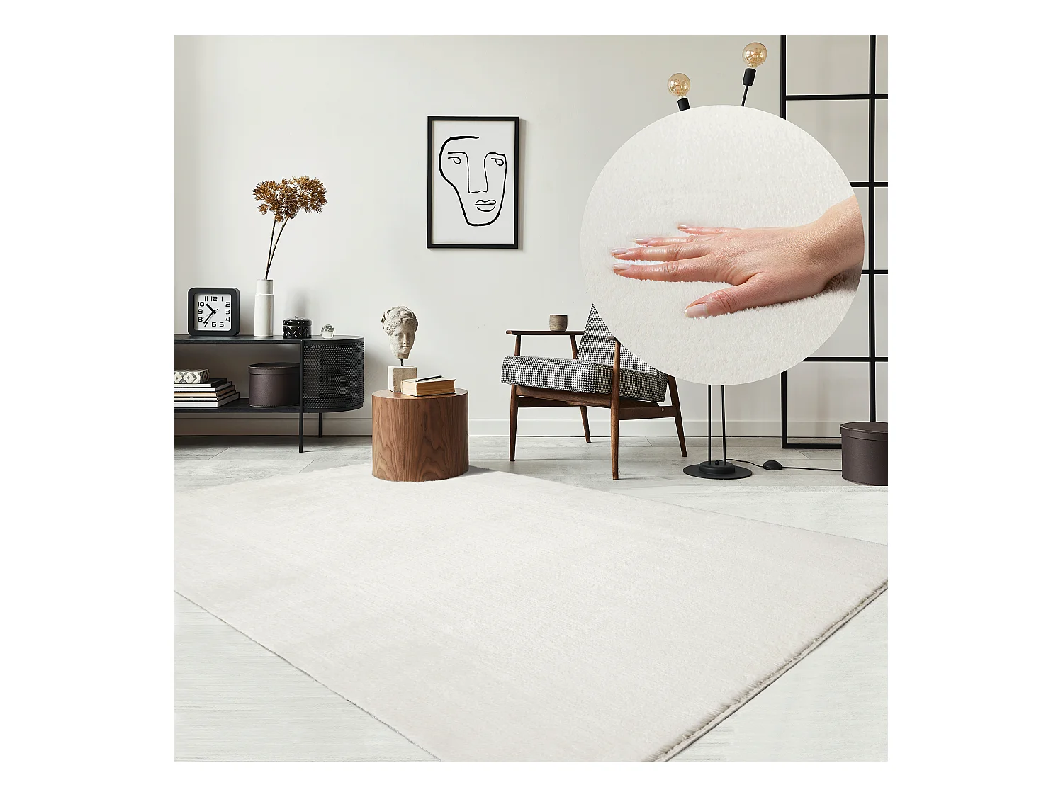 Tappeto pelo corto lavabile antiscivolo - Crema - 300 x 400 cm - RELAX