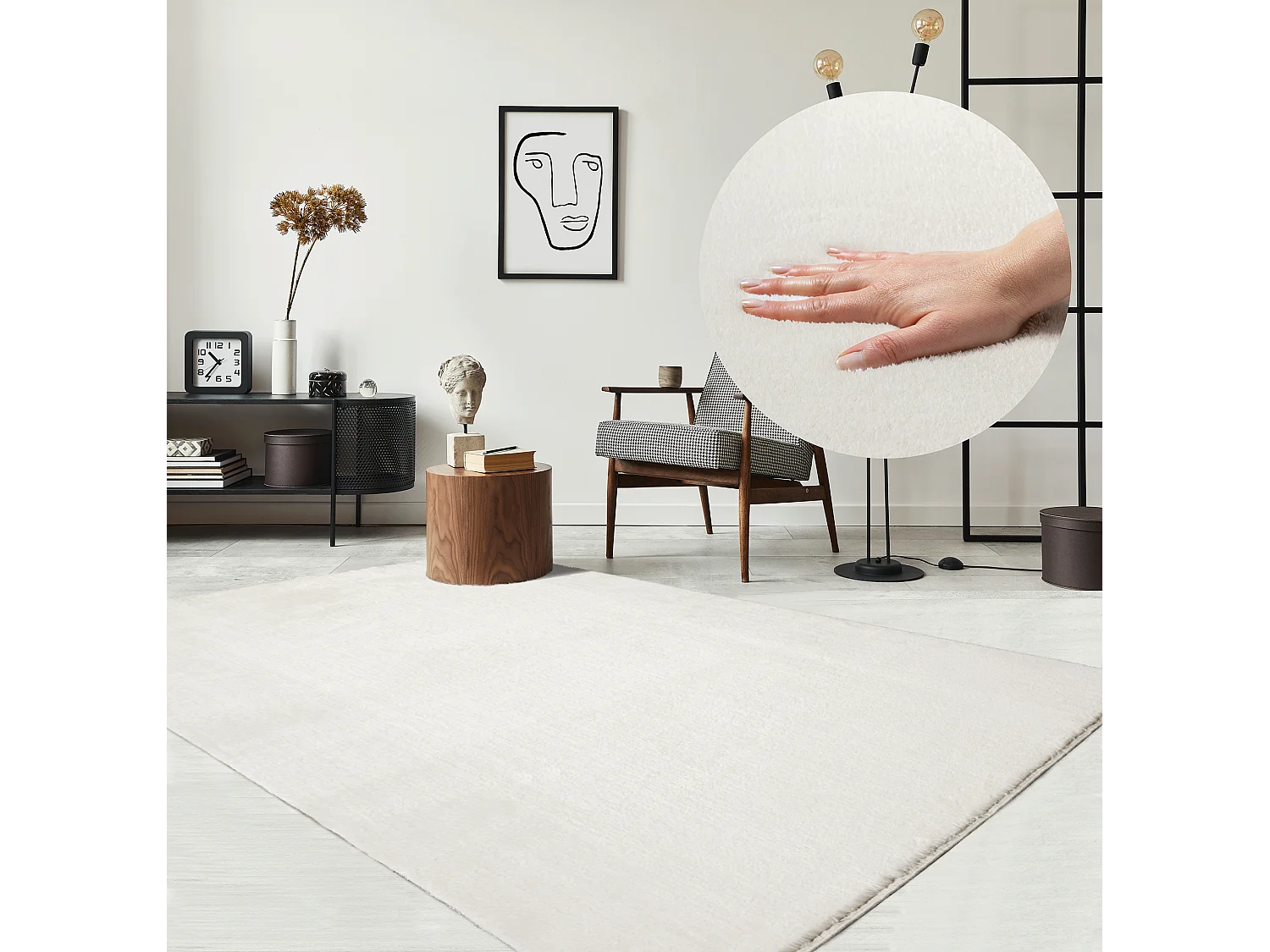 Alfombra pelo corto lavable antideslizante - Crema - 300 x 400 cm - RELAX