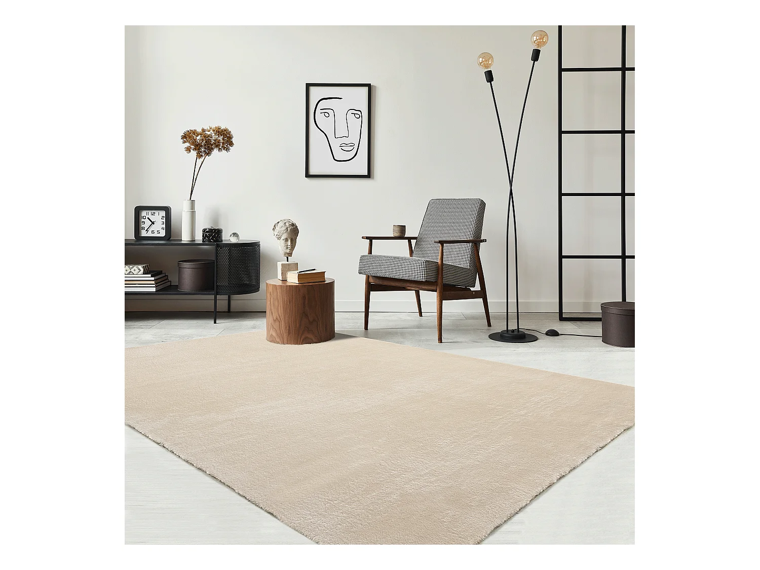 Tapis uni antidérapant lavable Beige - 140 x 200 cm - RELAX