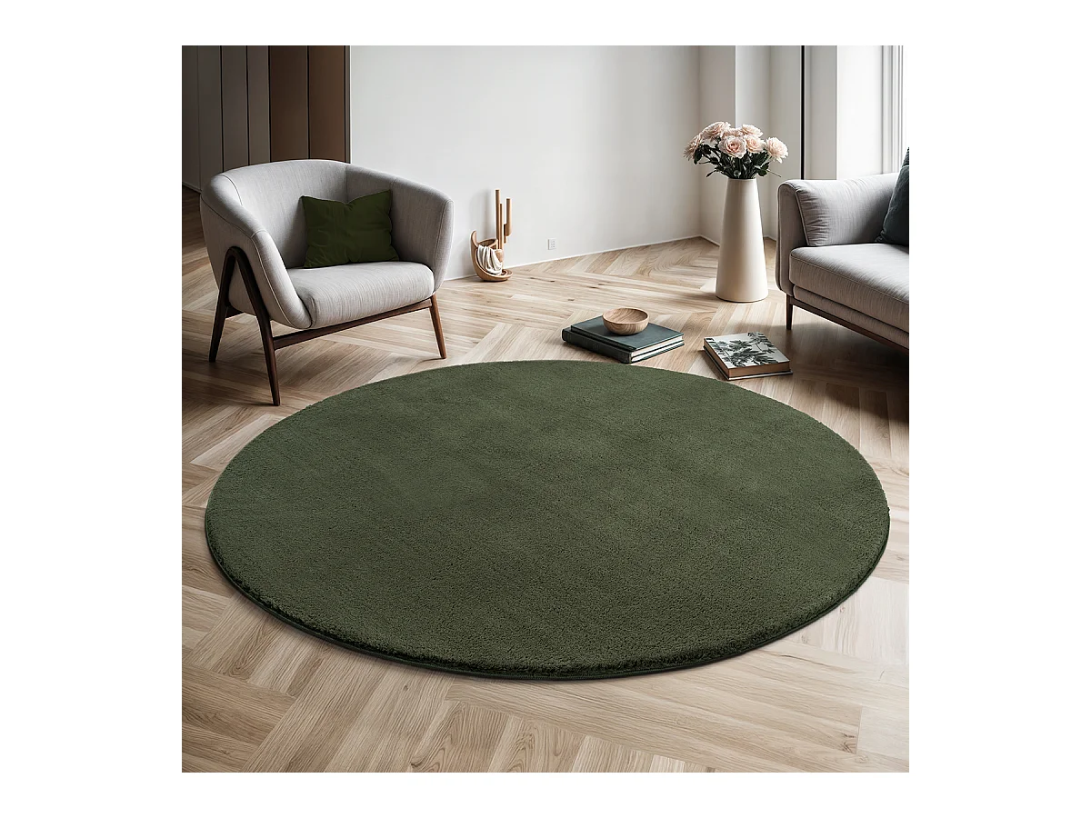 Teppich Kurzflor Waschbar Anti-Rutsch - Wald - 200 cm Rund - RELAX