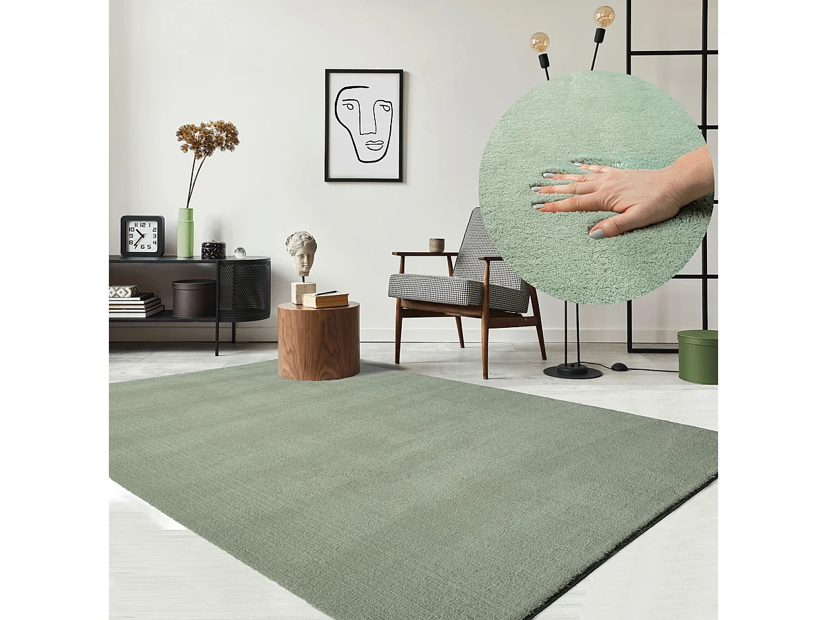 Tapis uni antidérapant lavable Vert - 200 x 280 cm - RELAX
