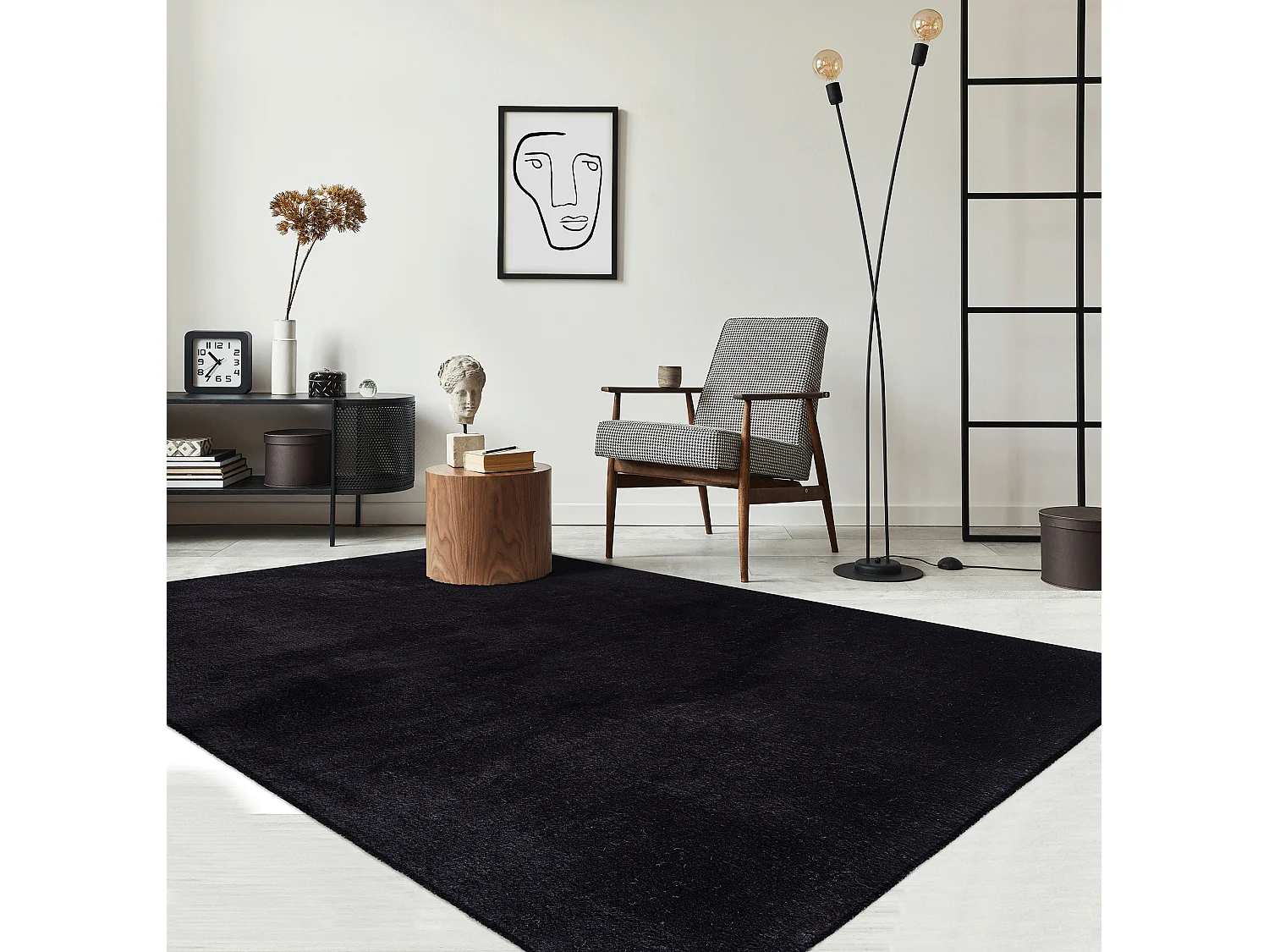 Tapis uni antidérapant lavable Noir - 80 x 300 cm - RELAX