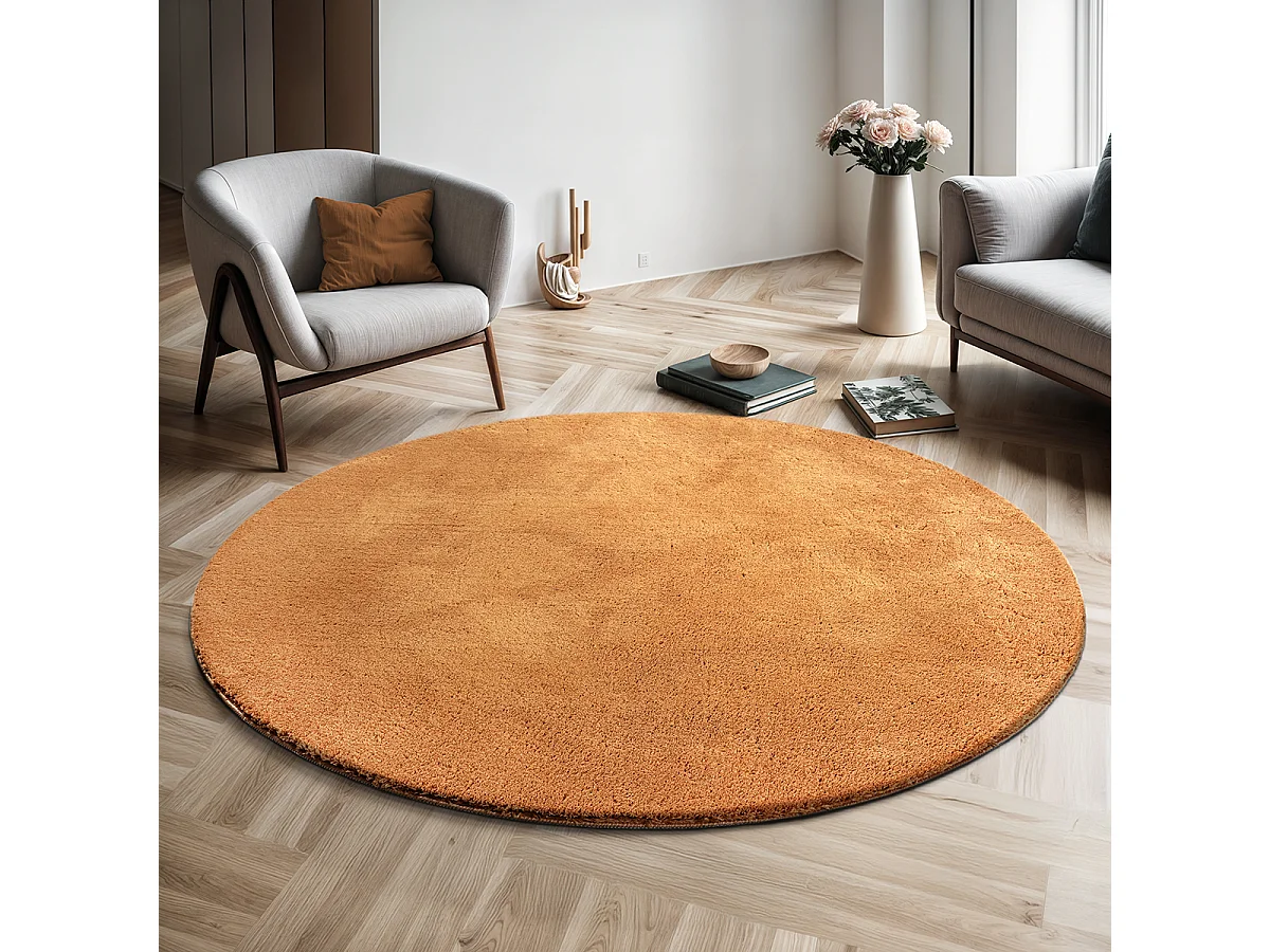 Teppich Kurzflor Waschbar Anti-Rutsch - Terra - 120 cm Rund - RELAX