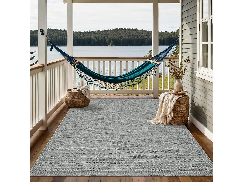 Tapis intérieur extérieur design uni - Gris - 160 x 220 cm - CALGARY