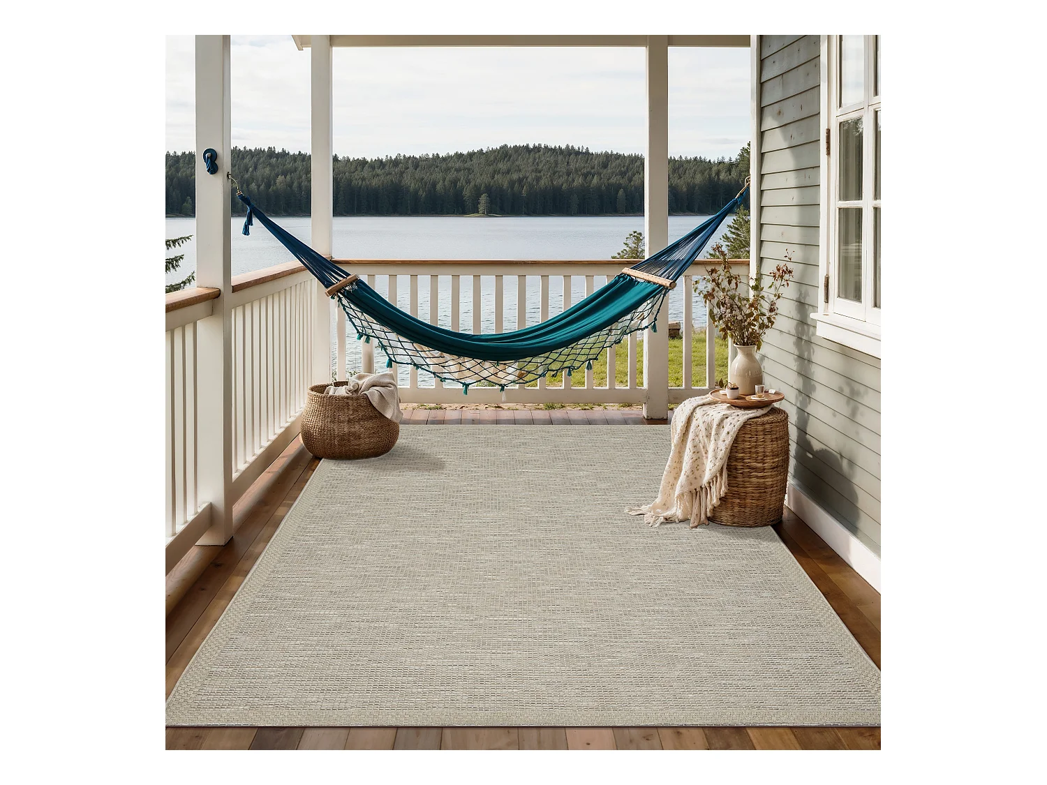 Teppich Outdoor Indoor modern design - Beige Grau - 160 x 220 cm - CALGARY