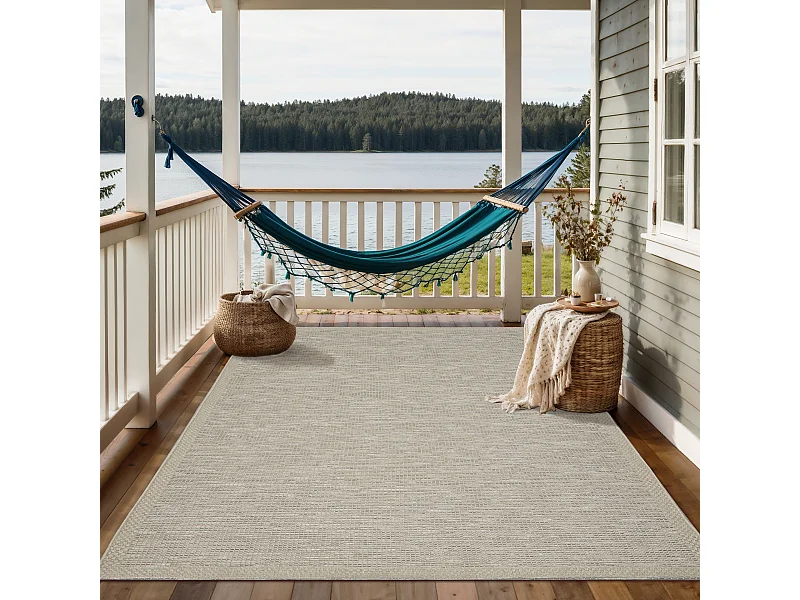 Tapis intérieur extérieur design moderne - Beige Gris - 120 x 160 cm - CALGARY