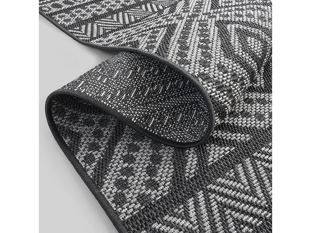 Tapis intérieur extérieur design moderne - Anthracite - 80 x 150 cm - CALGARY