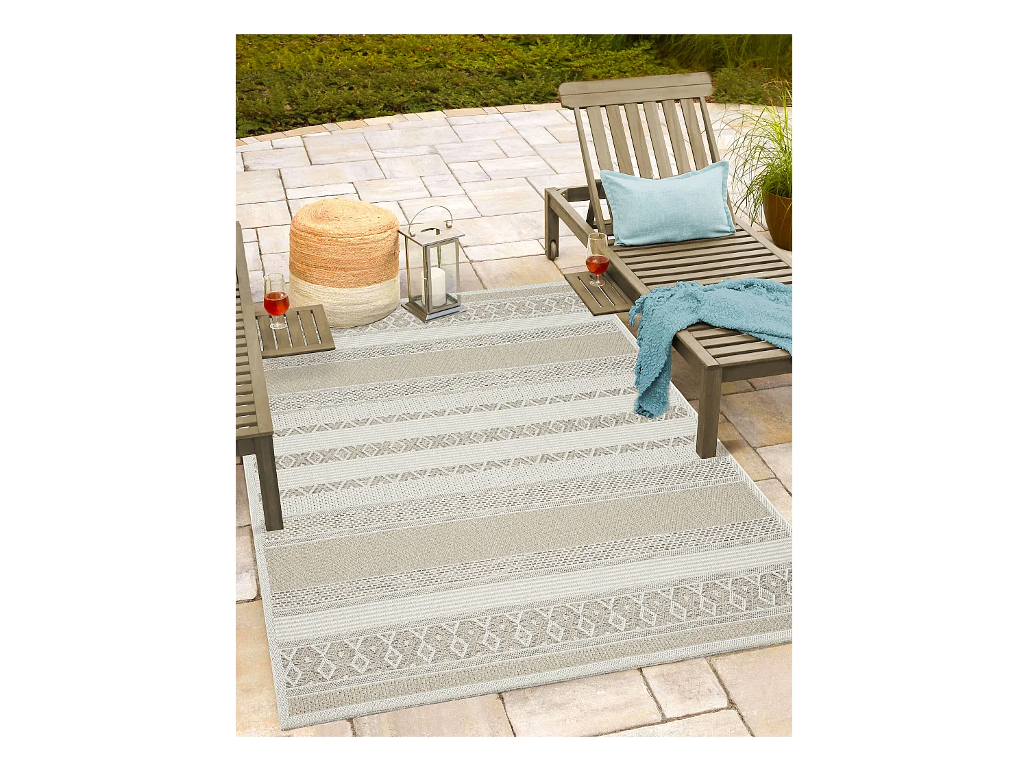 Alfombra interior exterior moderna - Beige - 160 x 160 cm - CALGARY