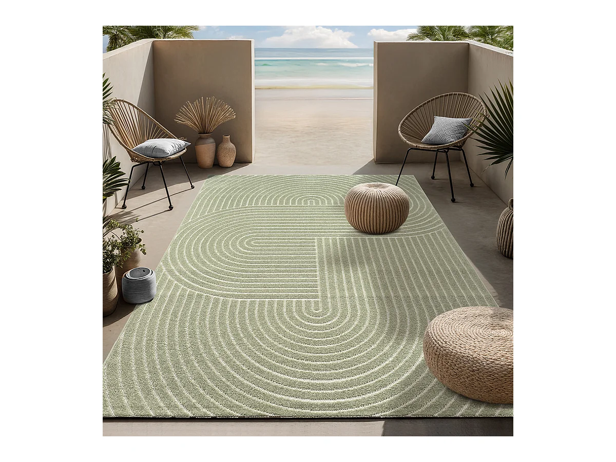 Tapis moderne design boho - Vert - 80 x 150 cm - SANTO PLUS