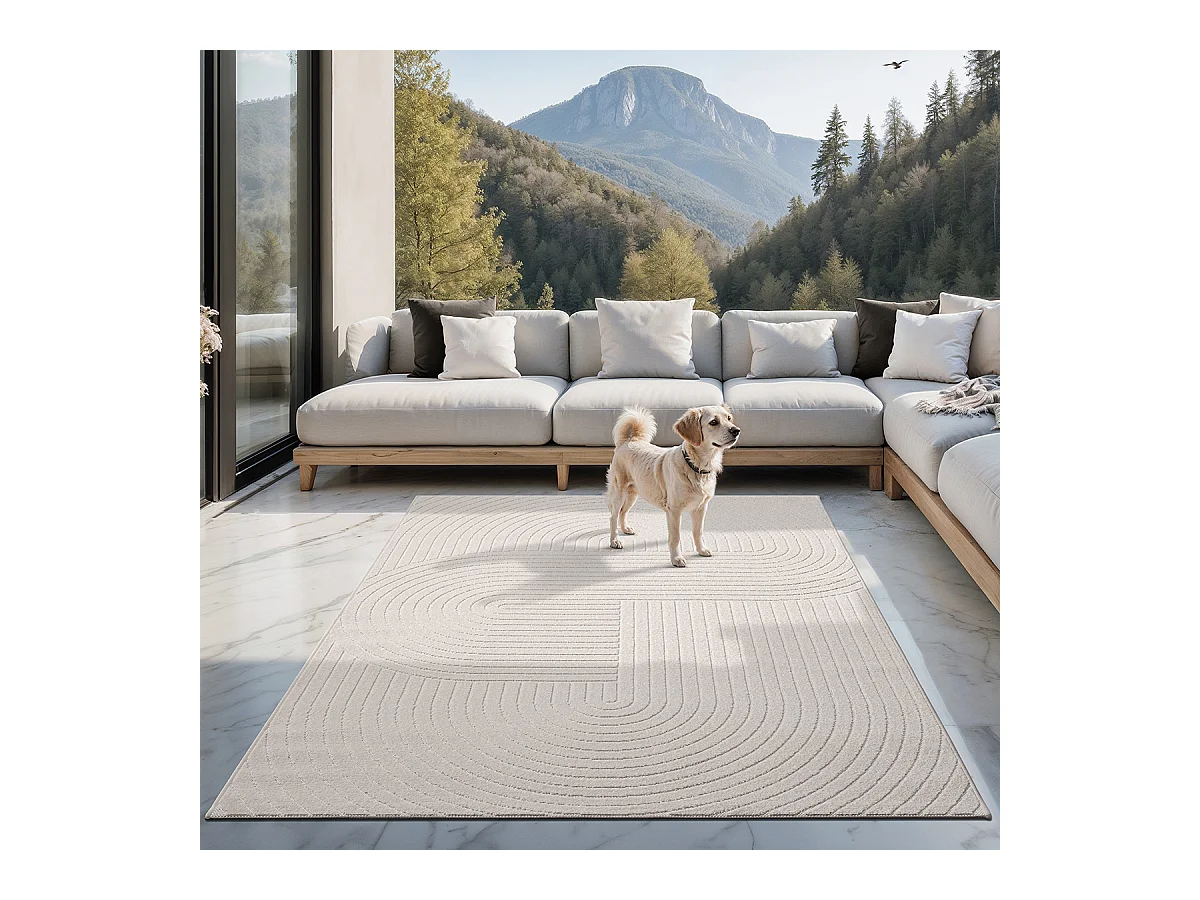 Tapis moderne design boho - Crème - 160 x 220 cm - SANTO PLUS