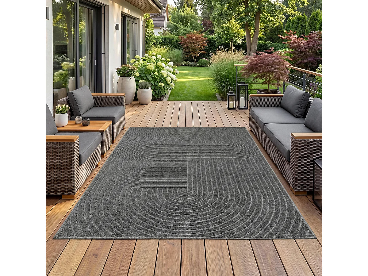 Tapis moderne design boho - Anthracite - 200 x 280 cm - SANTO PLUS
