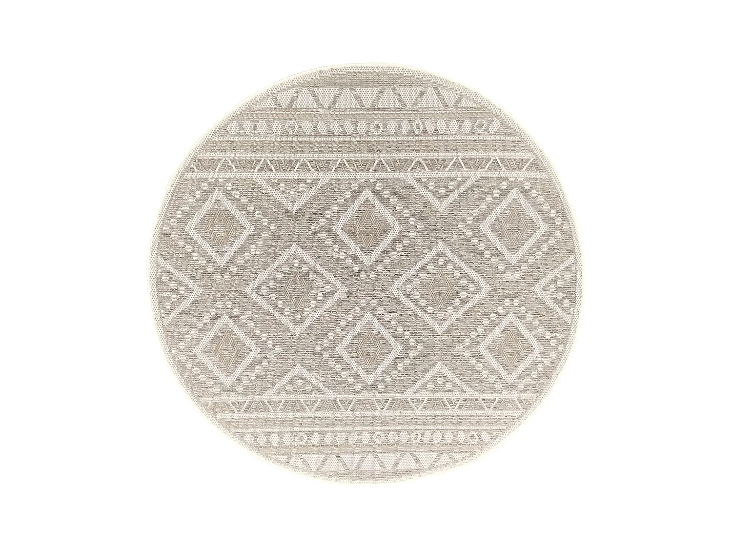 Tapete moderno para uso interno externo - Beige - 120 cm Redondo - CALGARY