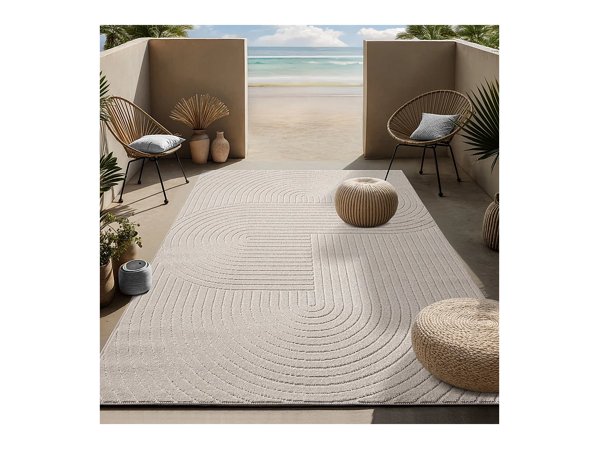 Tapis moderne design boho - Beige - 200 x 280 cm - SANTO PLUS