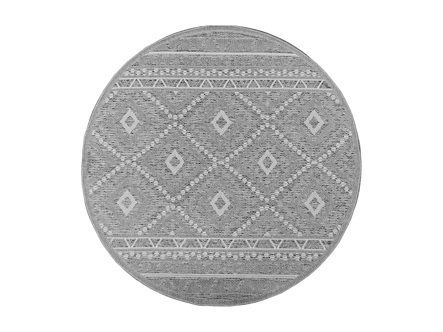 Tapis intérieur extérieur design moderne - Gris - 120 cm Ronde - CALGARY