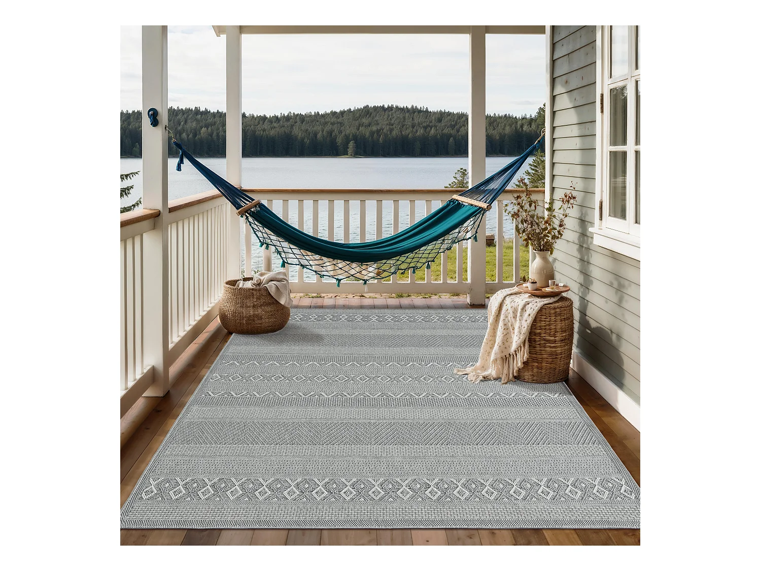 Alfombra interior exterior moderna - Gris - 120 x 160 cm - CALGARY