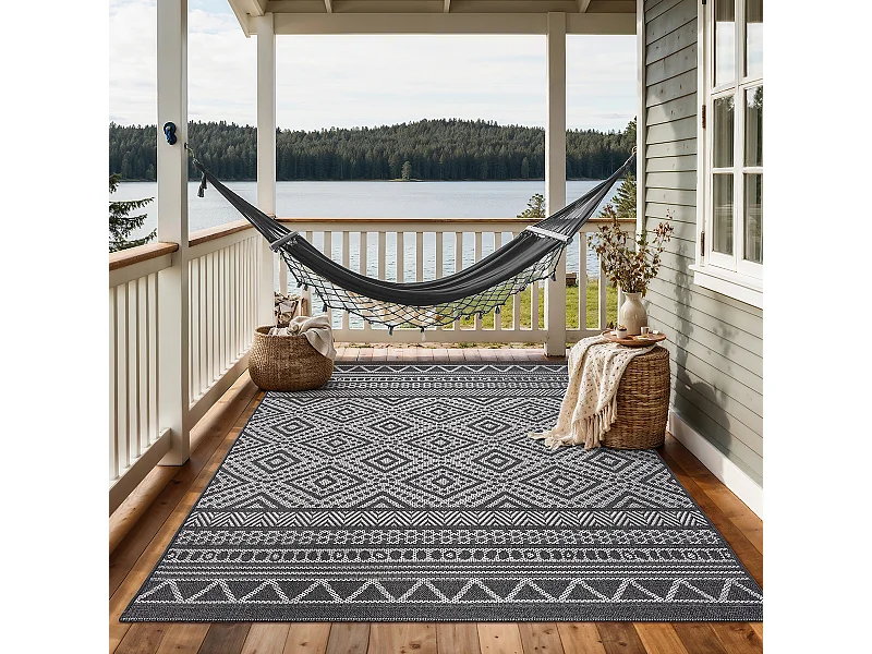 Teppich Outdoor Indoor modern design - Anthrazit - 240 x 340 cm - CALGARY