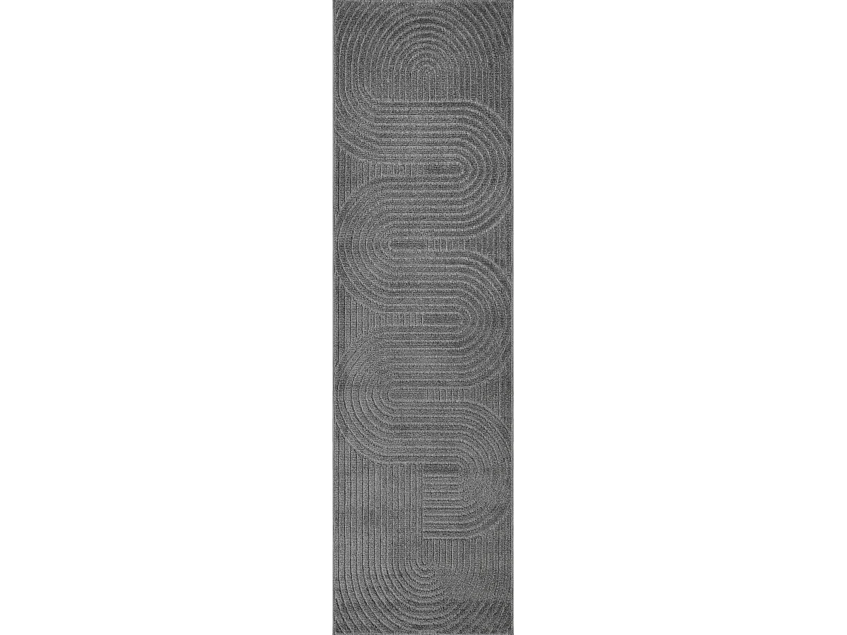 Tapis moderne design boho - Anthracite - 80 x 250 cm - SANTO PLUS