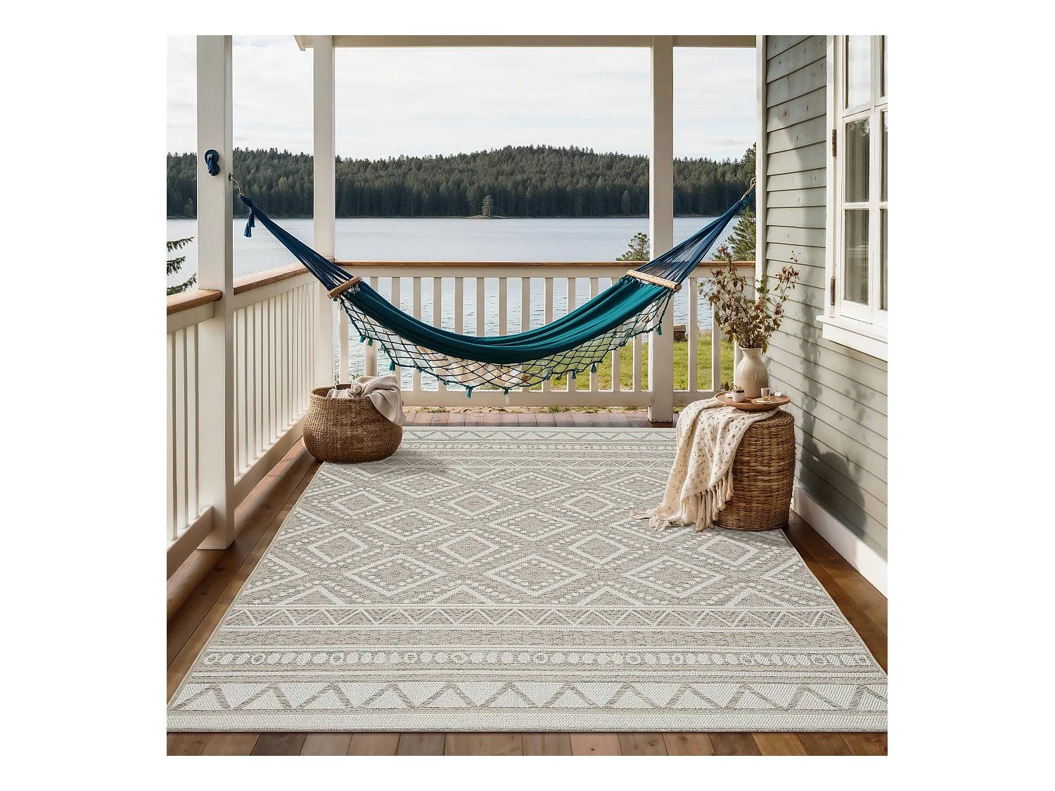 Tappeto esterno interno design moderno - Beige - 80 x 150 cm - CALGARY