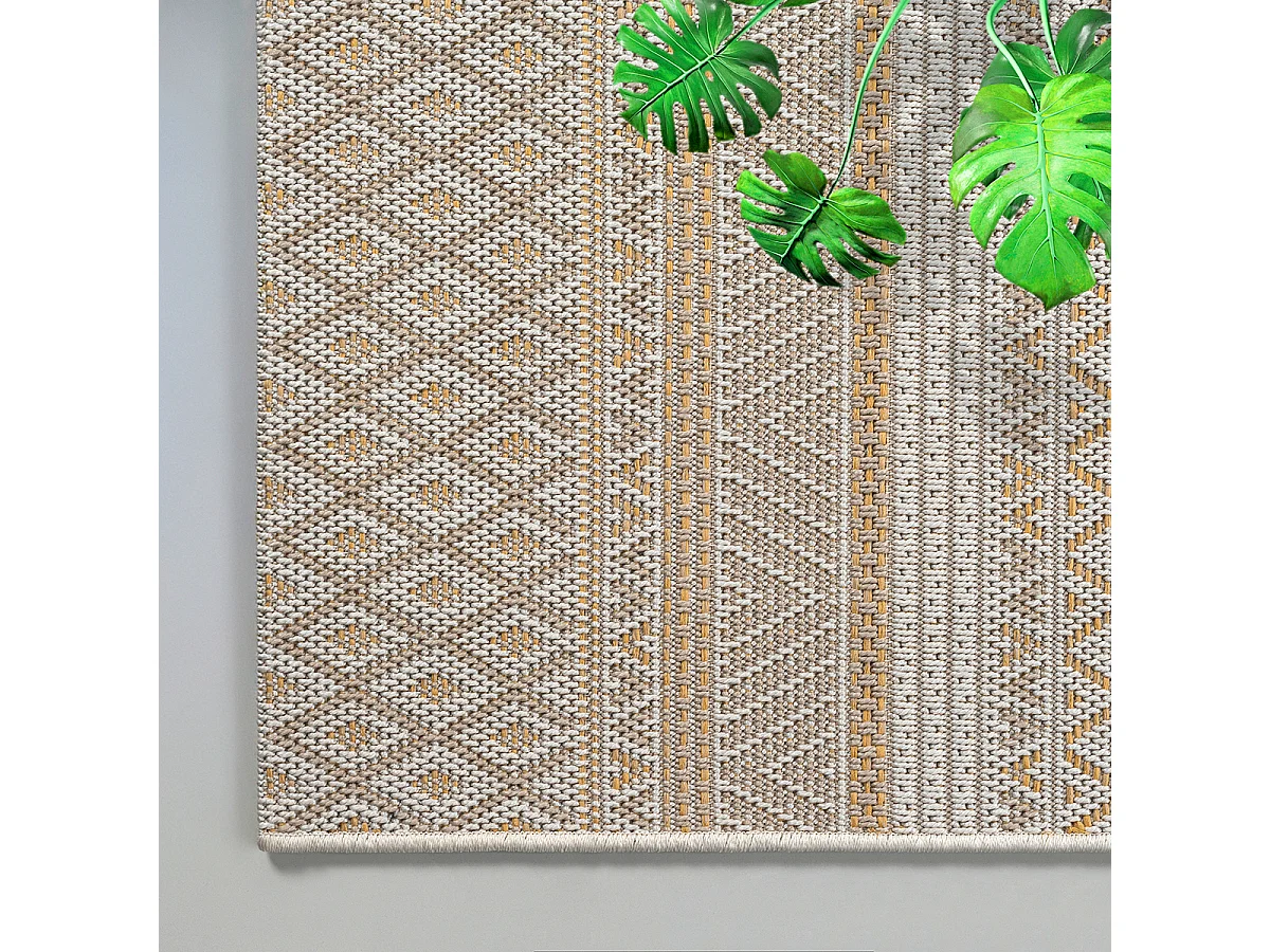 Tapis intérieur extérieur design moderne - Beige Jaune - 240 x 340 cm - CALGARY