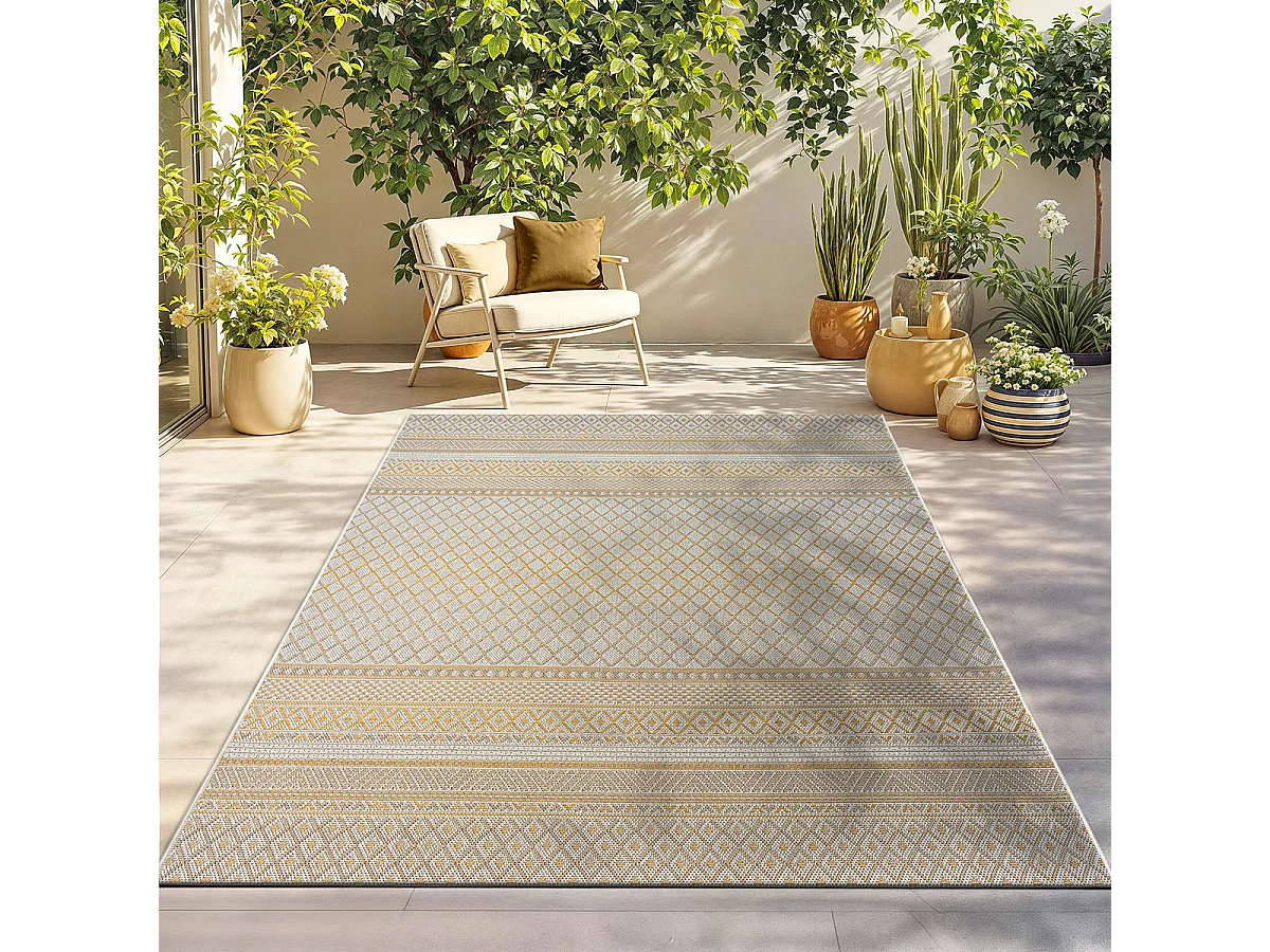 Teppich Outdoor Indoor modern design - Beige Gelb - 240 x 340 cm - CALGARY