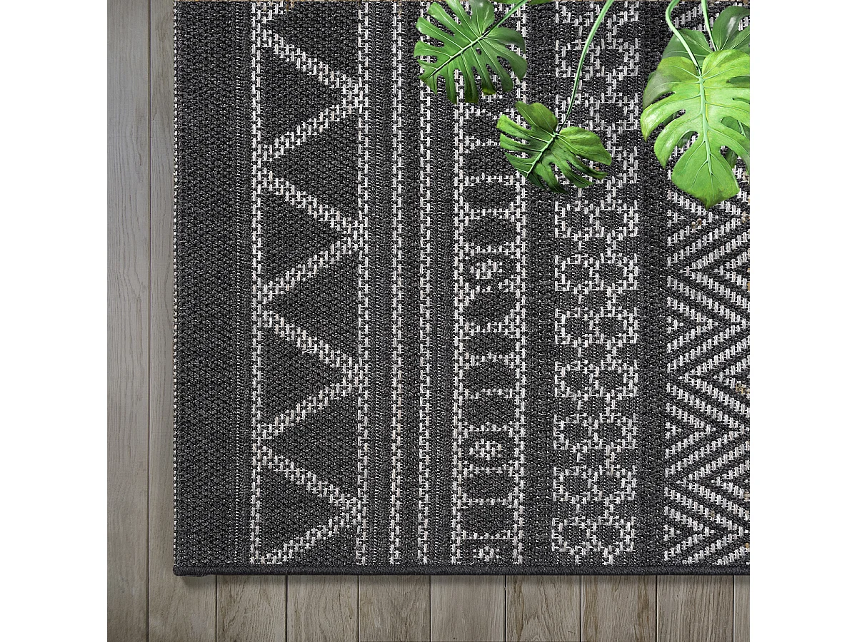 Tapis intérieur extérieur design moderne - Anthracite - 160 x 220 cm - CALGARY