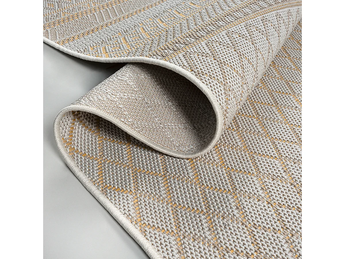 Tapis intérieur extérieur design moderne - Beige Jaune - 80 x 150 cm - CALGARY