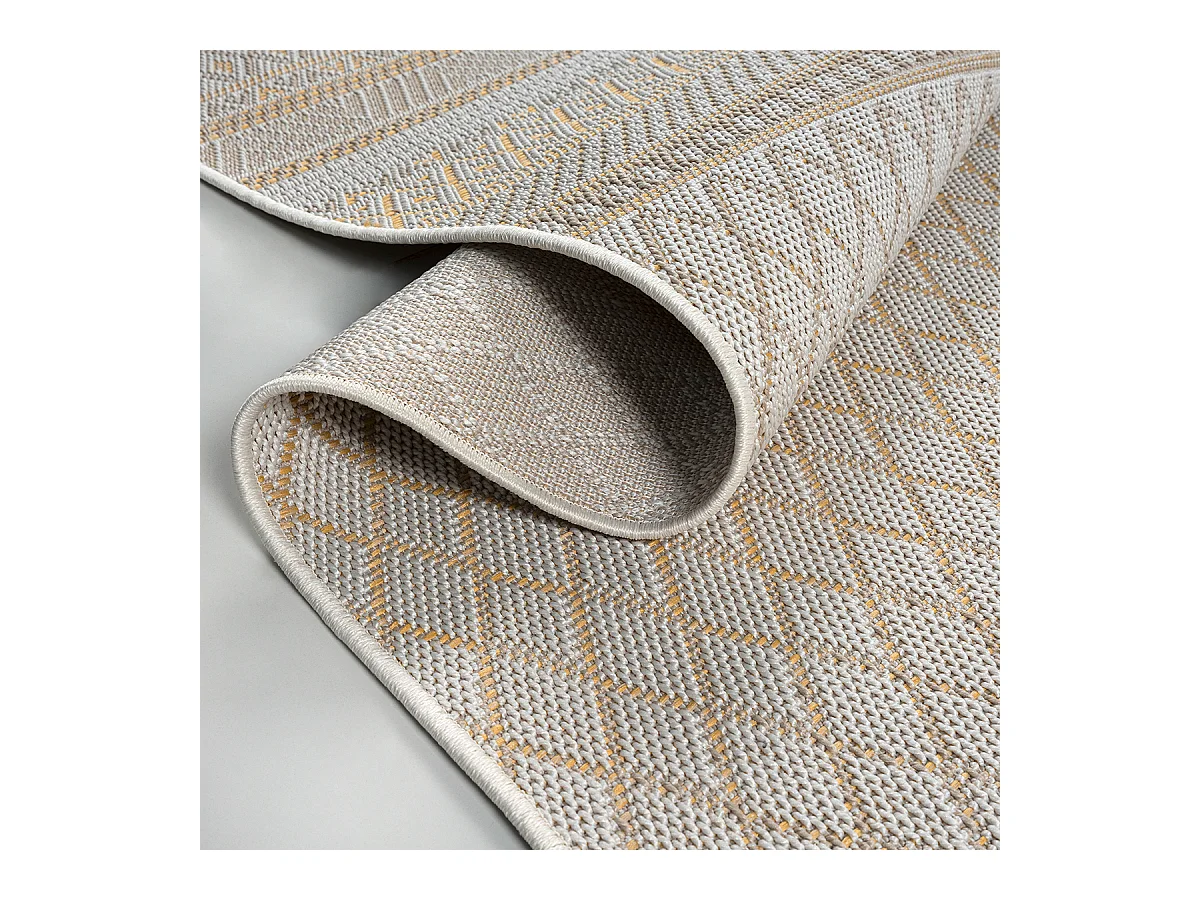 Tapis intérieur extérieur design moderne - Beige Jaune - 140 x 200 cm - CALGARY