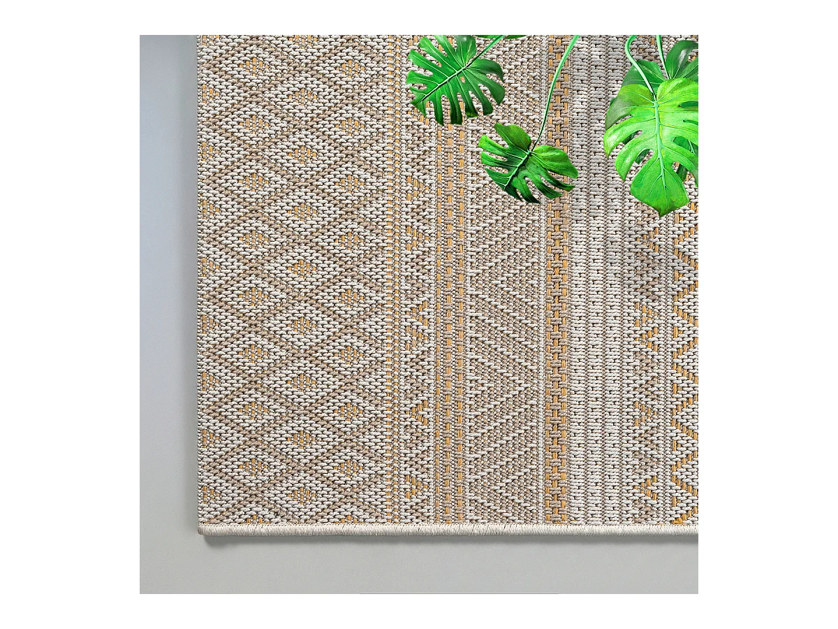 Tapis intérieur extérieur design moderne - Beige Jaune - 140 x 200 cm - CALGARY