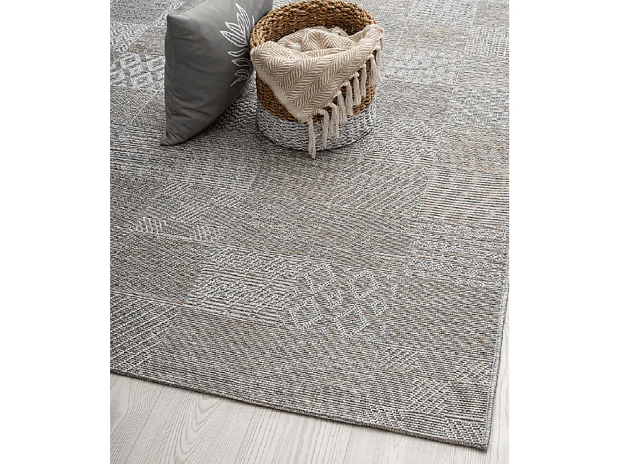 Tapis intérieur extérieur design moderne - Gris Beige - 140 x 200 cm - CALGARY