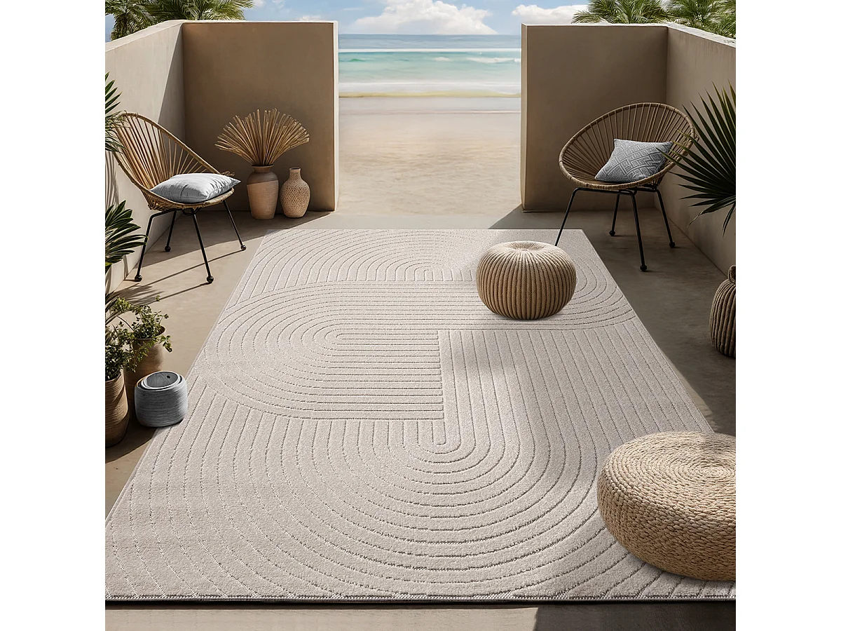 Tapijt modern design boho - Beige - 160 x 220 cm - SANTO PLUS