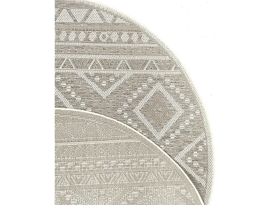 Tapis intérieur extérieur design moderne - Beige - 160 cm Ronde - CALGARY