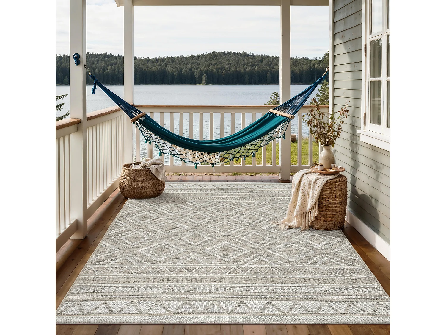 Dywan Zewnętrzny Wnętrze nowoczesny design - Beige - 120 x 160 cm - CALGARY