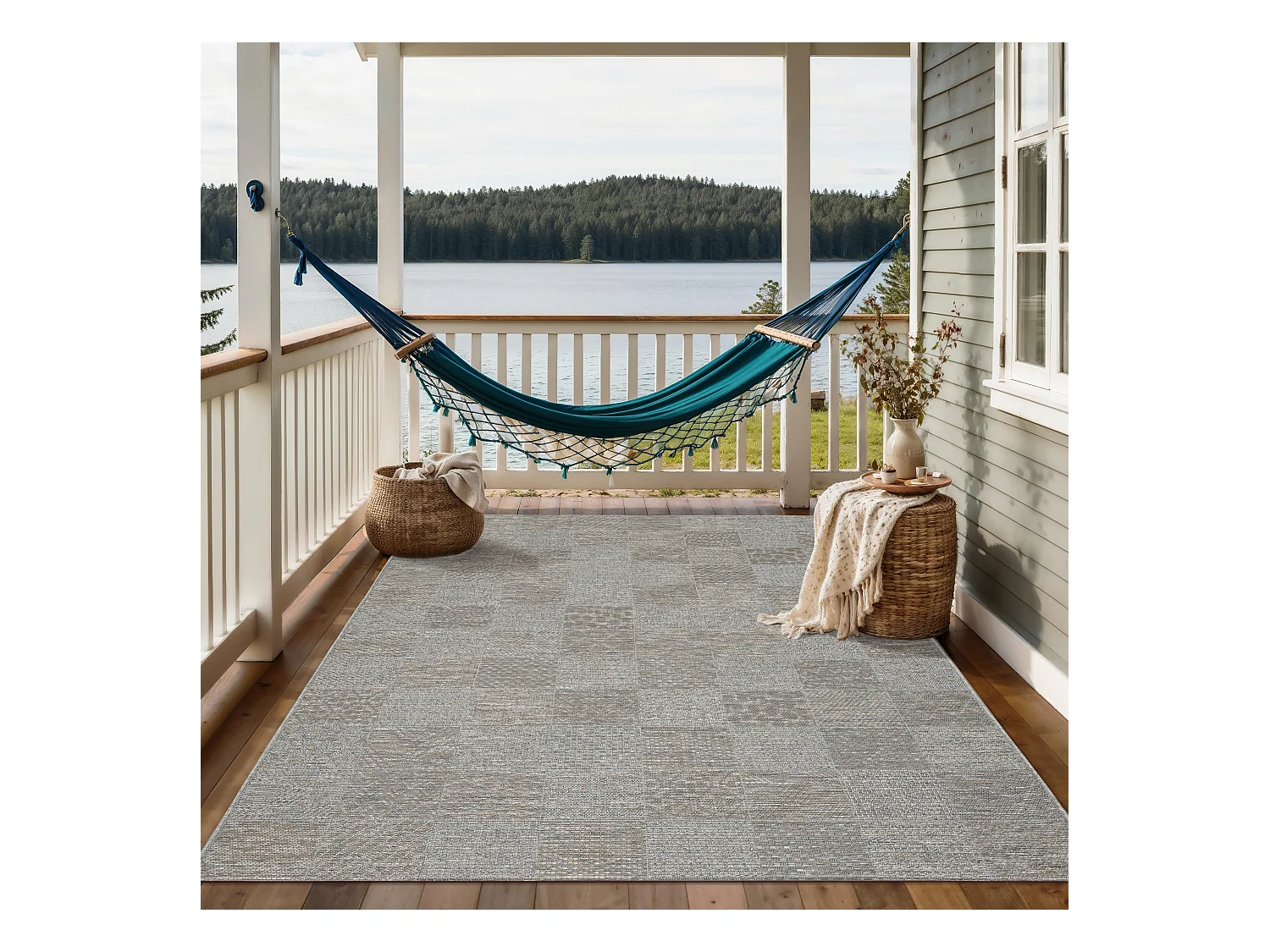 Tapis intérieur extérieur design moderne - Gris Beige - 120 x 160 cm - CALGARY