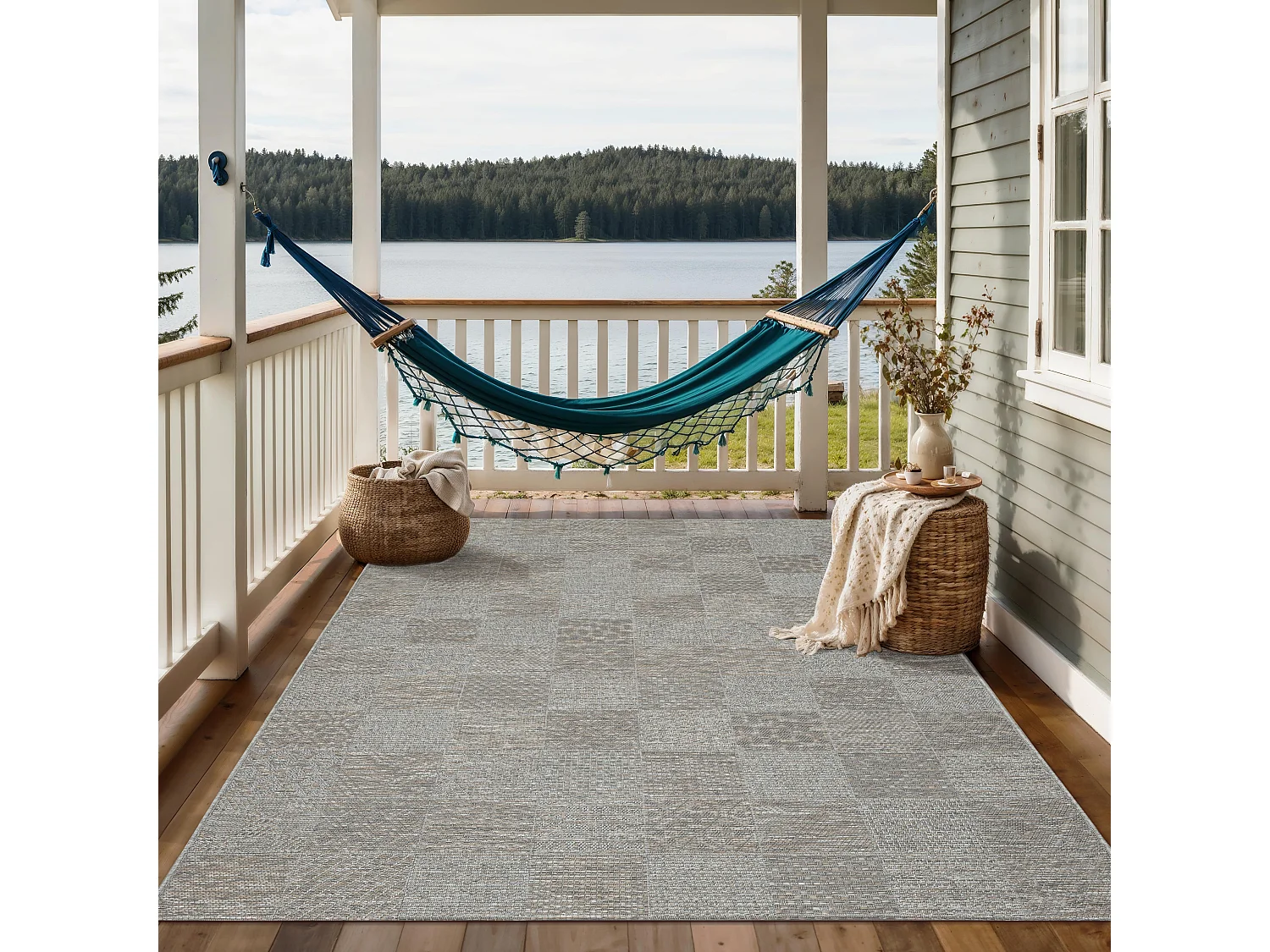 Tapis intérieur extérieur design moderne - Gris Beige - 120 x 160 cm - CALGARY