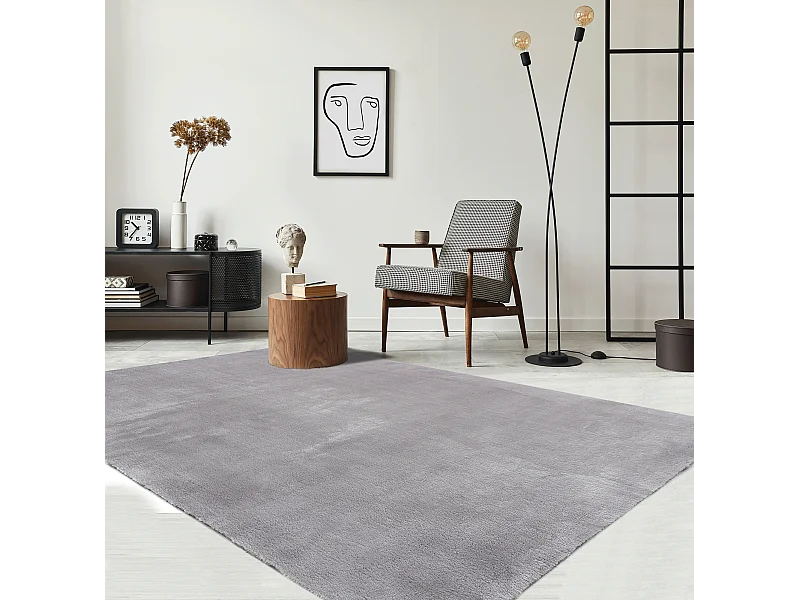 Tapete pelo curto lavável antiderrapante - Cinza - 200 x 280 cm - RELAX