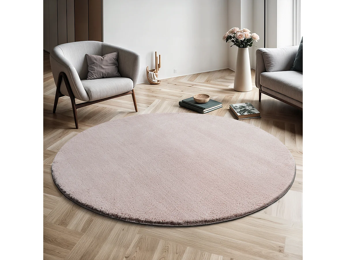 Tapis uni antidérapant lavable Blush - 120 cm Ronde - RELAX