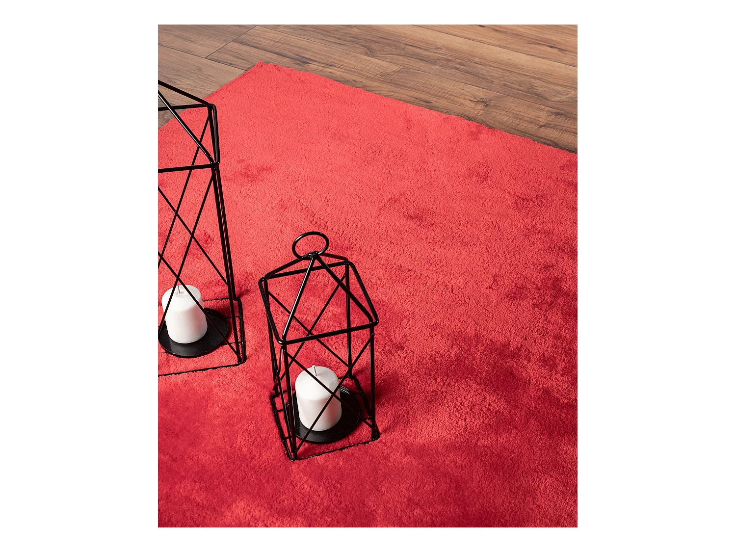 Alfombra pelo corto lavable antideslizante - Rojo - 140 x 200 cm - RELAX