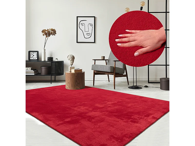 Tapis uni antidérapant lavable Rouge - 140 x 200 cm - RELAX