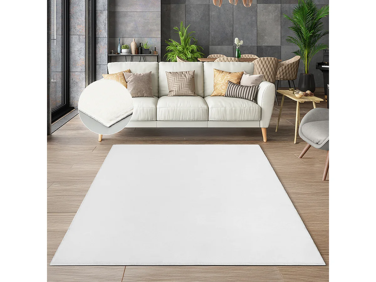 Tapis moderne fourrure chaud douillet lavable - Blanc - 200 x 280 cm - COSY