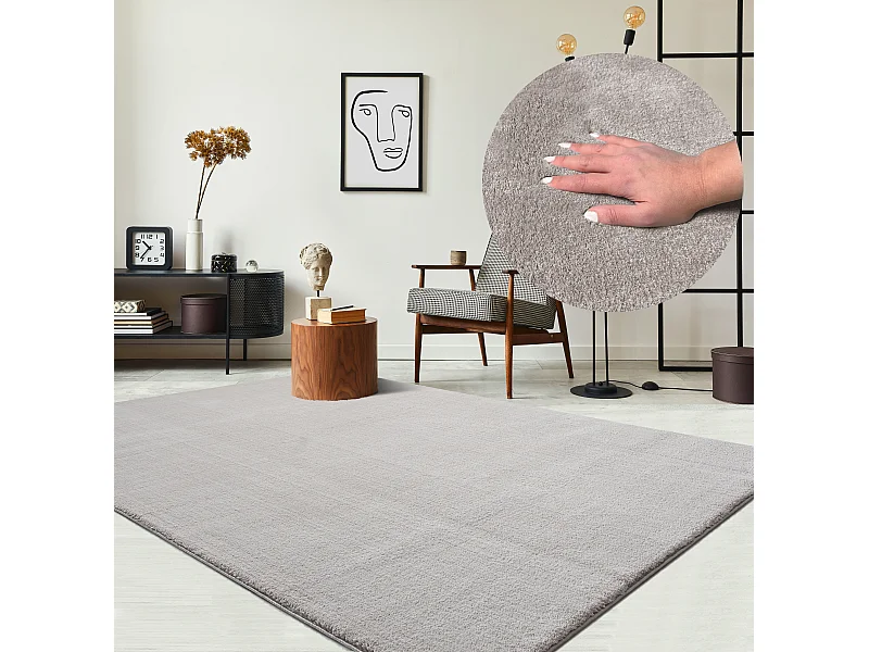 Tapis uni antidérapant lavable Sable - 160 x 220 cm - RELAX