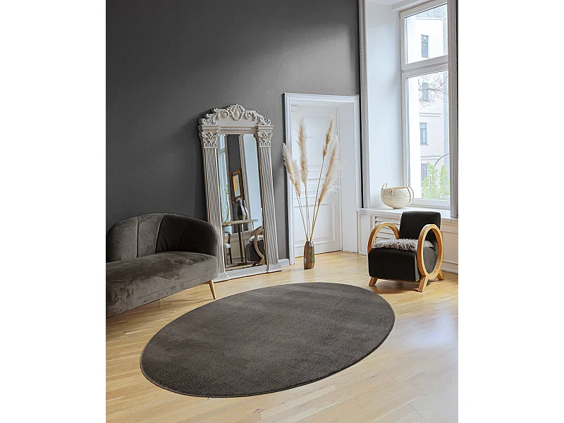 Tapis uni antidérapant lavable Anthracite - 140 x 200 cm - RELAX