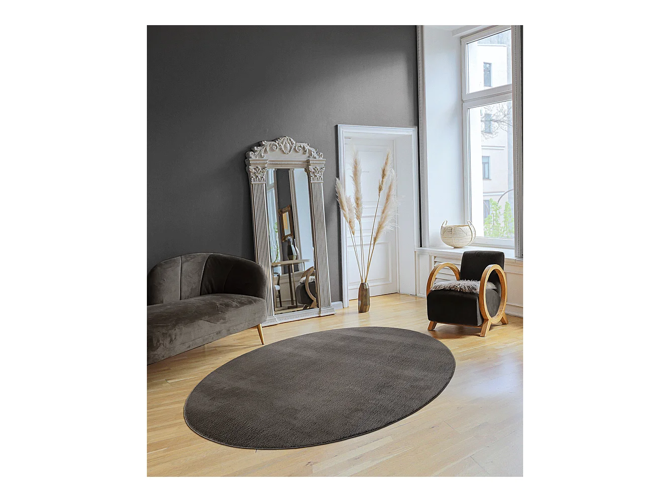 Teppich Kurzflor Waschbar Anti-Rutsch - Anthrazit - 140 x 200 cm - RELAX
