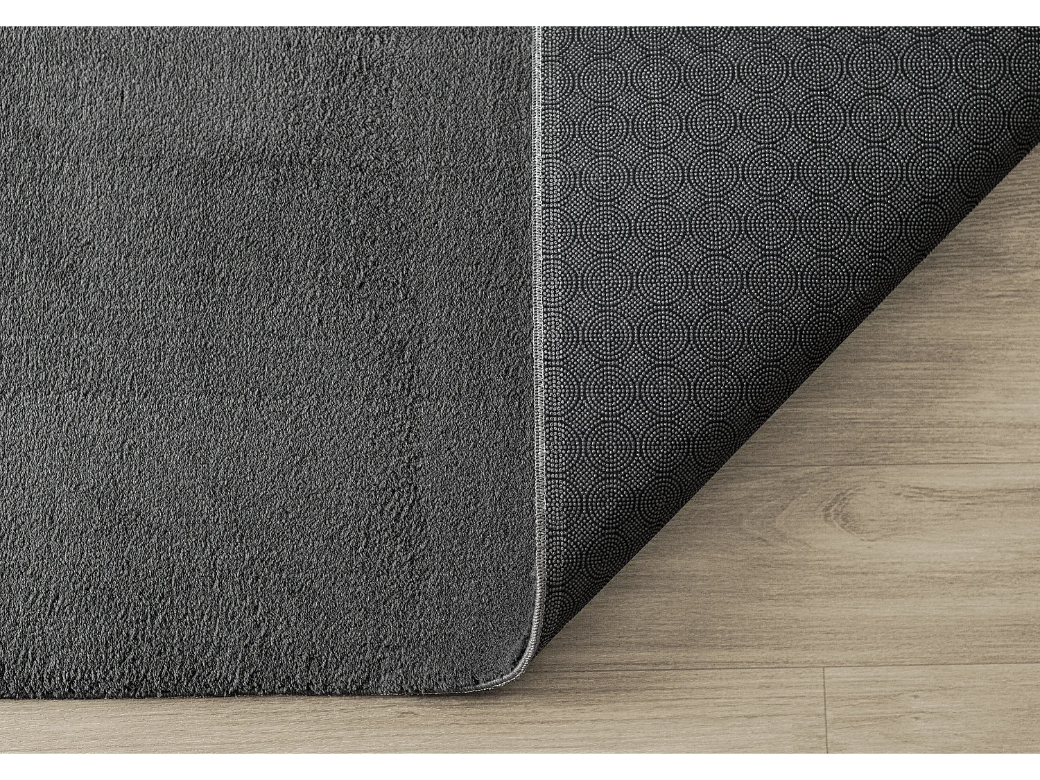 Teppich Kurzflor Waschbar Anti-Rutsch - Anthrazit - 140 x 200 cm - RELAX