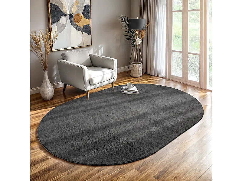 Tapijt kortpolig wasbaar antislip - Antraziet - 140 x 200 cm - RELAX