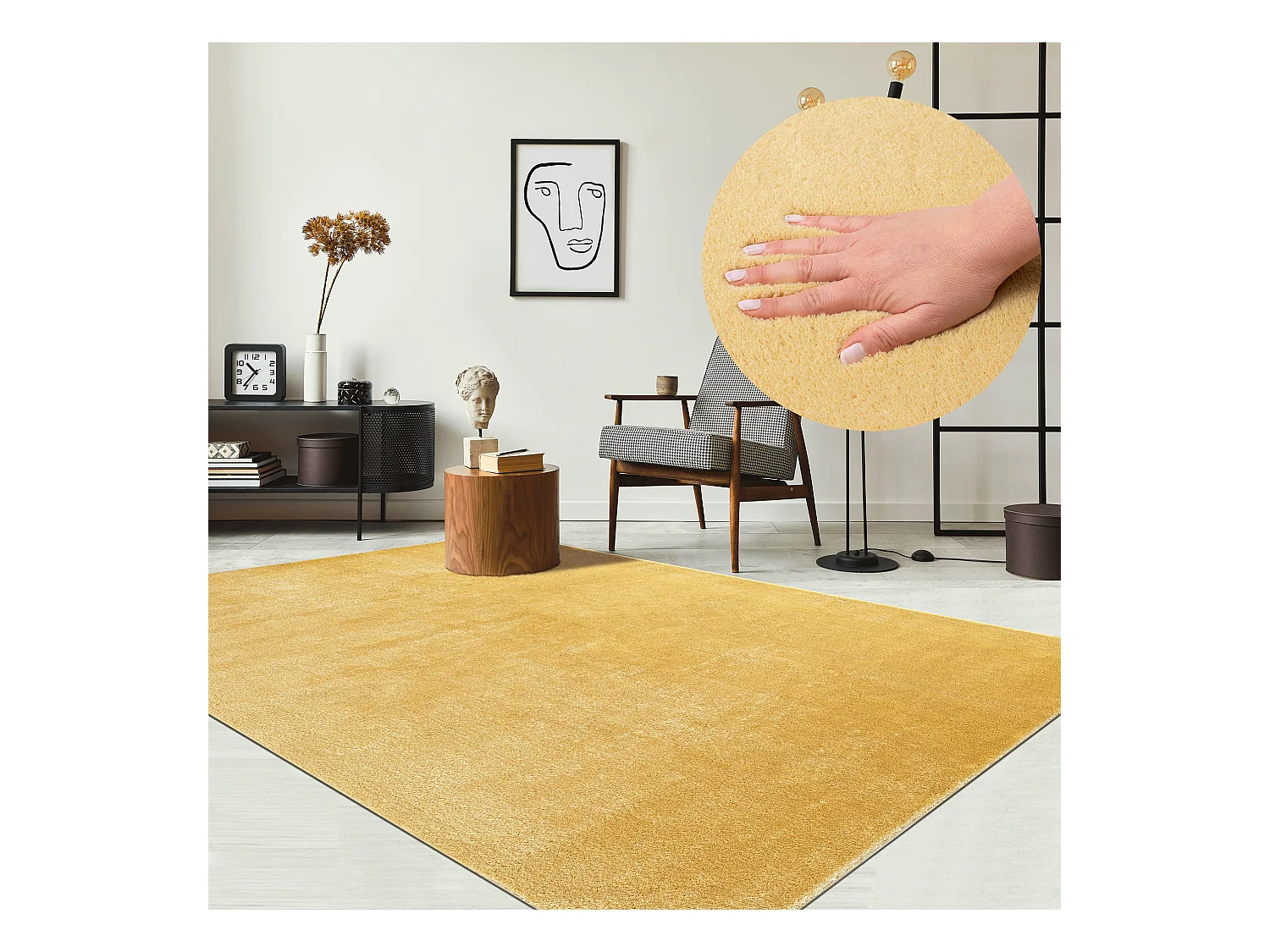 Teppich Kurzflor Waschbar Anti-Rutsch - Gold - 140 x 200 cm - RELAX